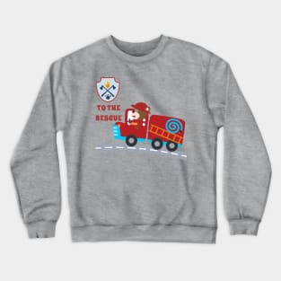 Fire rescue car with funny firefighter Crewneck Sweatshirt